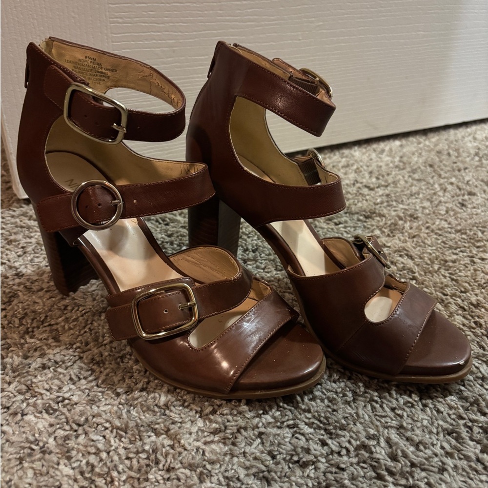 Nine West Dark Brown Strappy Heels